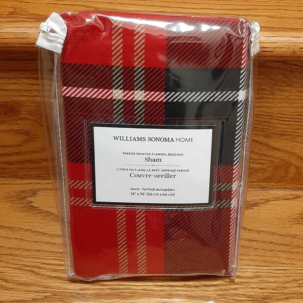 Williams Sonoma Parker Plaid Flannel Euro Sham Red